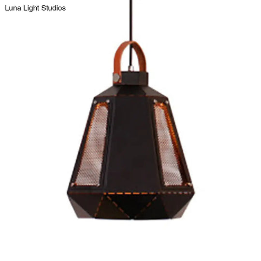 Geometric Hanging Light Industrial Loft Metal Pendant Lamp - 1 Head 8/10/14 Width White/Black