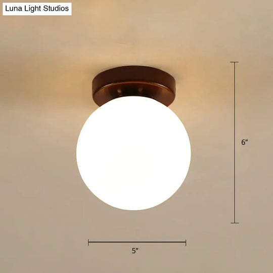 Geometric Flush Mount Ceiling Light Fixture - Modern Wooden Design (1-Light Brown) Brown / Globe