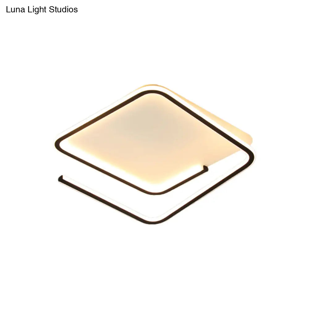 Geometric Flush Mount Lamp: Metallic Led Ceiling Light 16/19.5 Width Black/Gold Warm/White