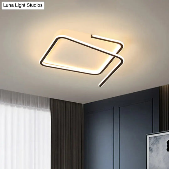 Geometric Flush Mount Lamp: Metallic Led Ceiling Light 16/19.5 Width Black/Gold Warm/White