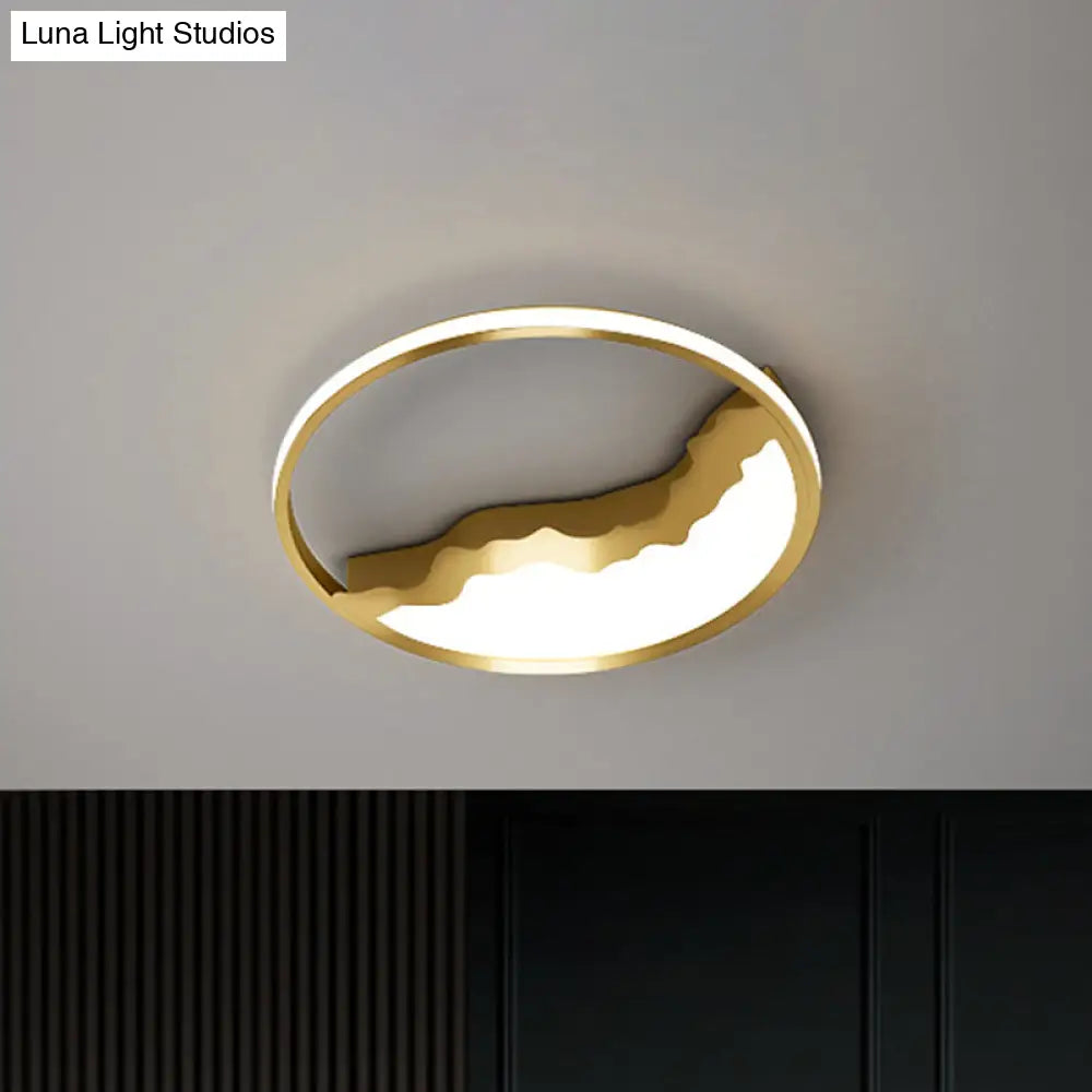 Geometric Flush Mount Light - Modern Acrylic Led Brass Flushmount 12.5’/16.5’/20.5’ Width