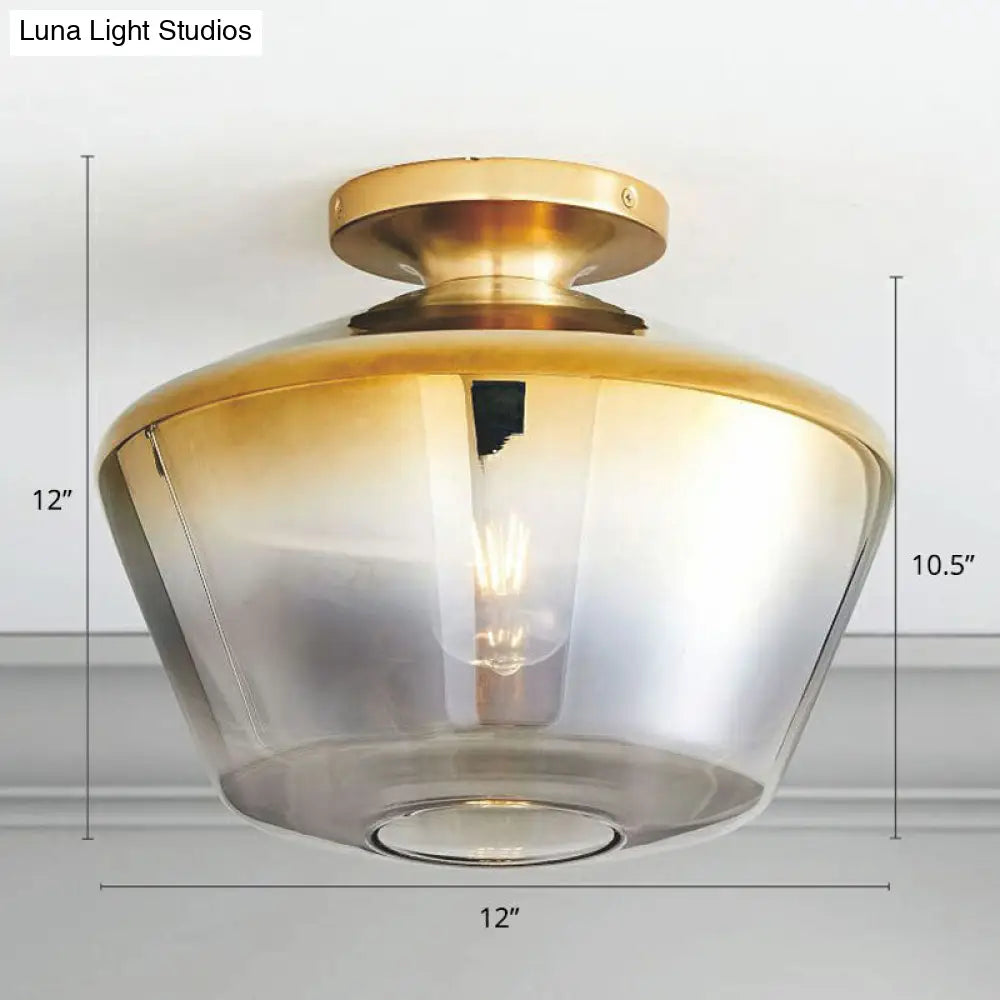 Geometric Glass Flushmount Light - Sleek And Simple Ceiling Fixture For Balcony More Gold / B