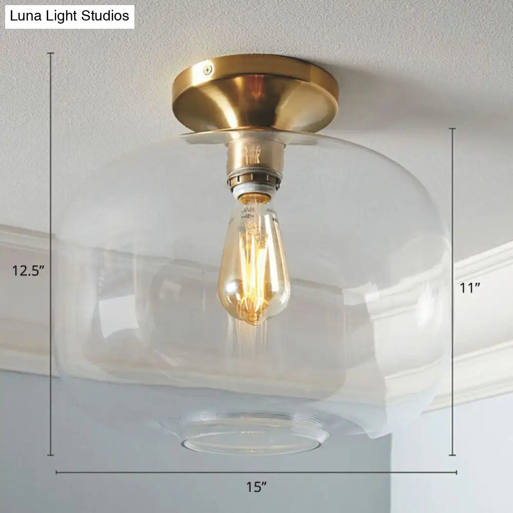 Geometric Glass Flushmount Light - Sleek And Simple Ceiling Fixture For Balcony More Gold / F