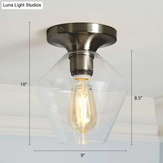 Geometric Glass Flushmount Light - Sleek And Simple Ceiling Fixture For Balcony More Gold / D