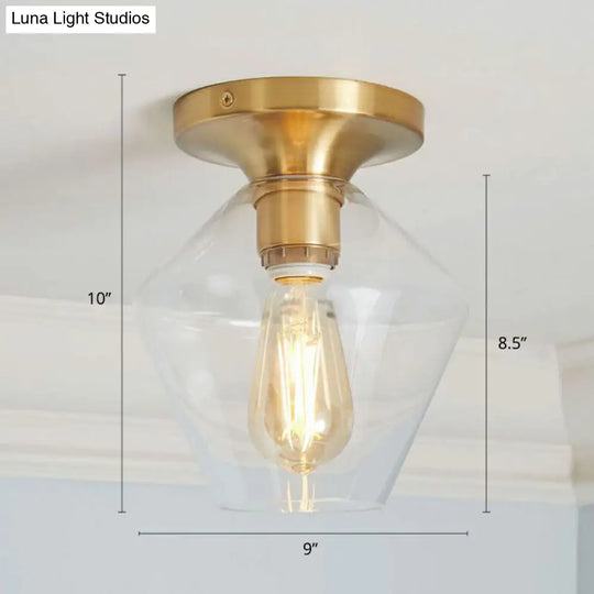 Geometric Glass Flushmount Light - Sleek And Simple Ceiling Fixture For Balcony More Gold / C