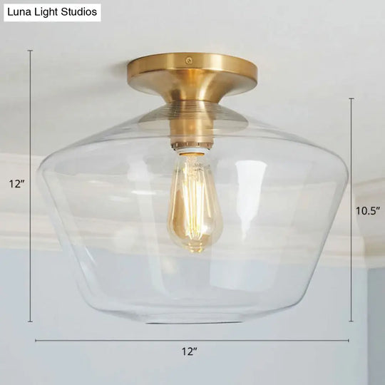 Geometric Glass Flushmount Light - Sleek And Simple Ceiling Fixture For Balcony More Gold / A