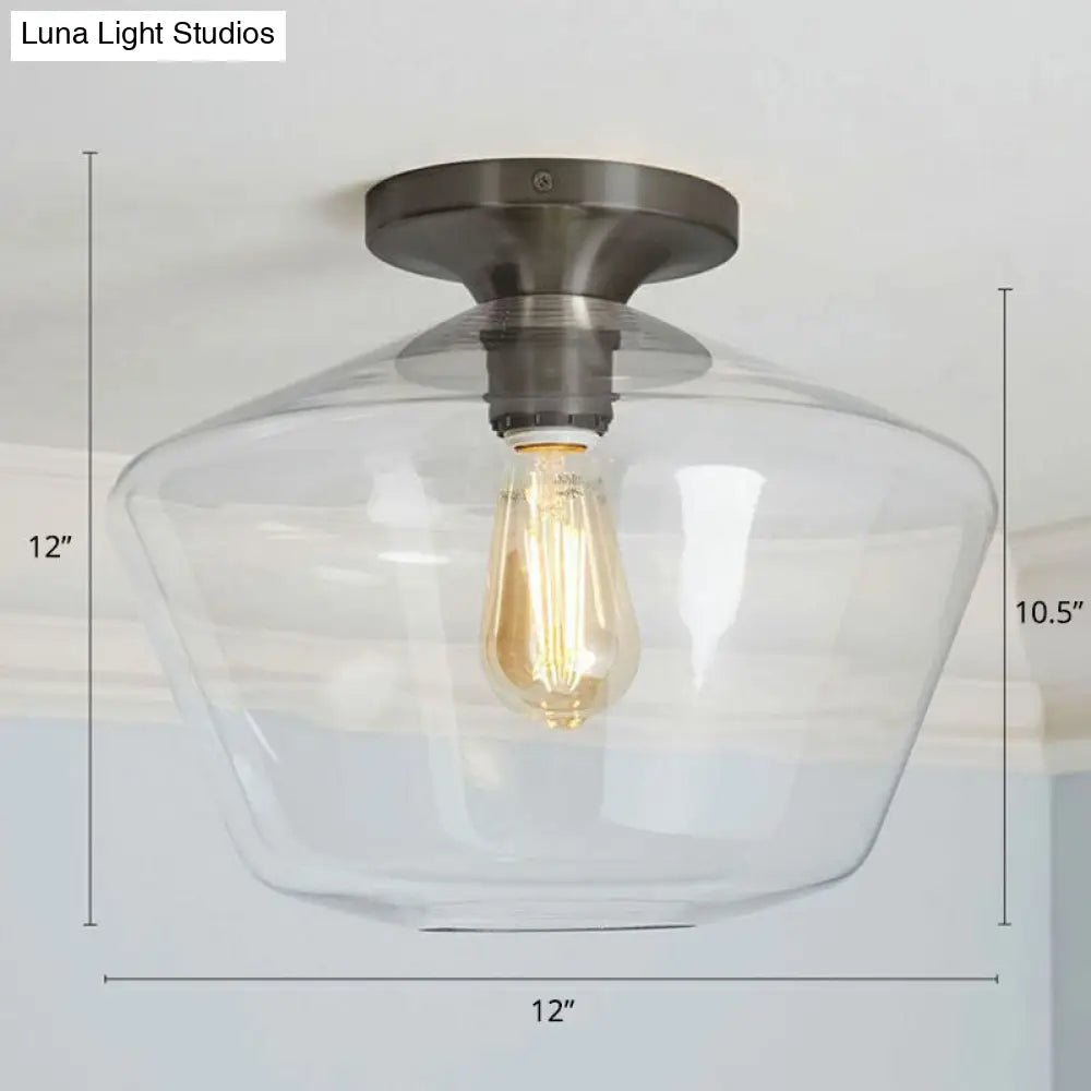 Geometric Glass Flushmount Light - Sleek And Simple Ceiling Fixture For Balcony More Black / A