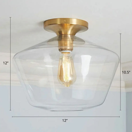Geometric Glass Flushmount Light - Sleek And Simple Ceiling Fixture For Balcony More Gold / A