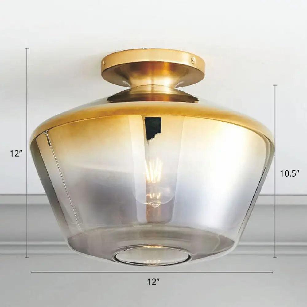 Geometric Glass Flushmount Light - Sleek And Simple Ceiling Fixture For Balcony More Gold / B