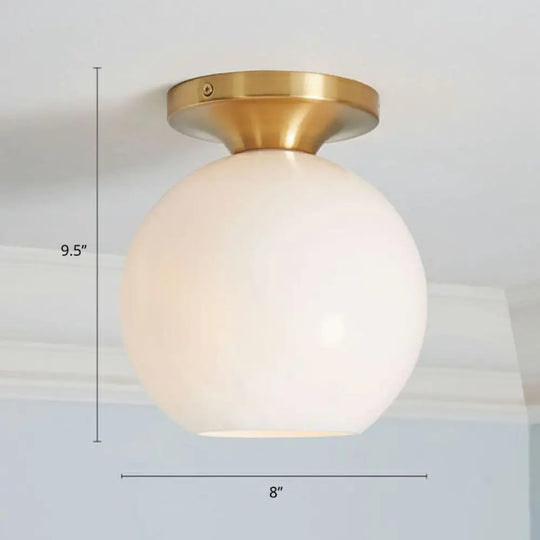 Geometric Glass Flushmount Light - Sleek And Simple Ceiling Fixture For Balcony More Gold / E