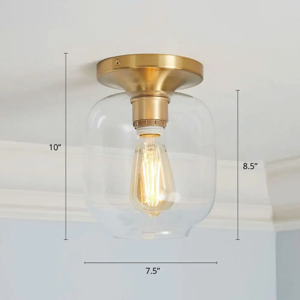 Geometric Glass Flushmount Light - Sleek And Simple Ceiling Fixture For Balcony More Gold / G