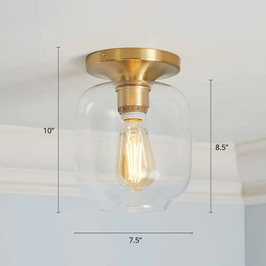 Geometric Glass Flushmount Light - Sleek And Simple Ceiling Fixture For Balcony More Gold / G