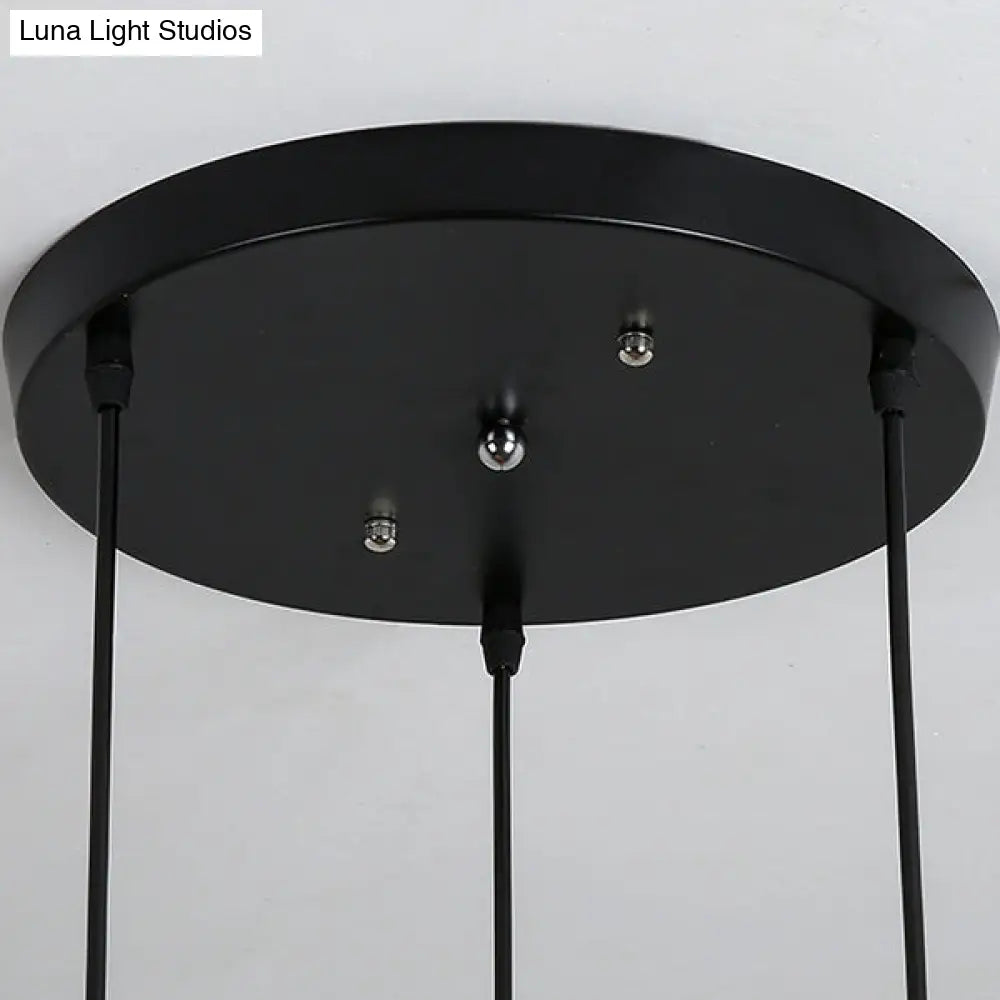 Industrial Geometric Pendant Light With Carved Metal Shade - 3 Lights Kitchen Hanging Lamp