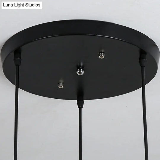 Industrial Geometric Pendant Light With Carved Metal Shade - 3 Lights Kitchen Hanging Lamp