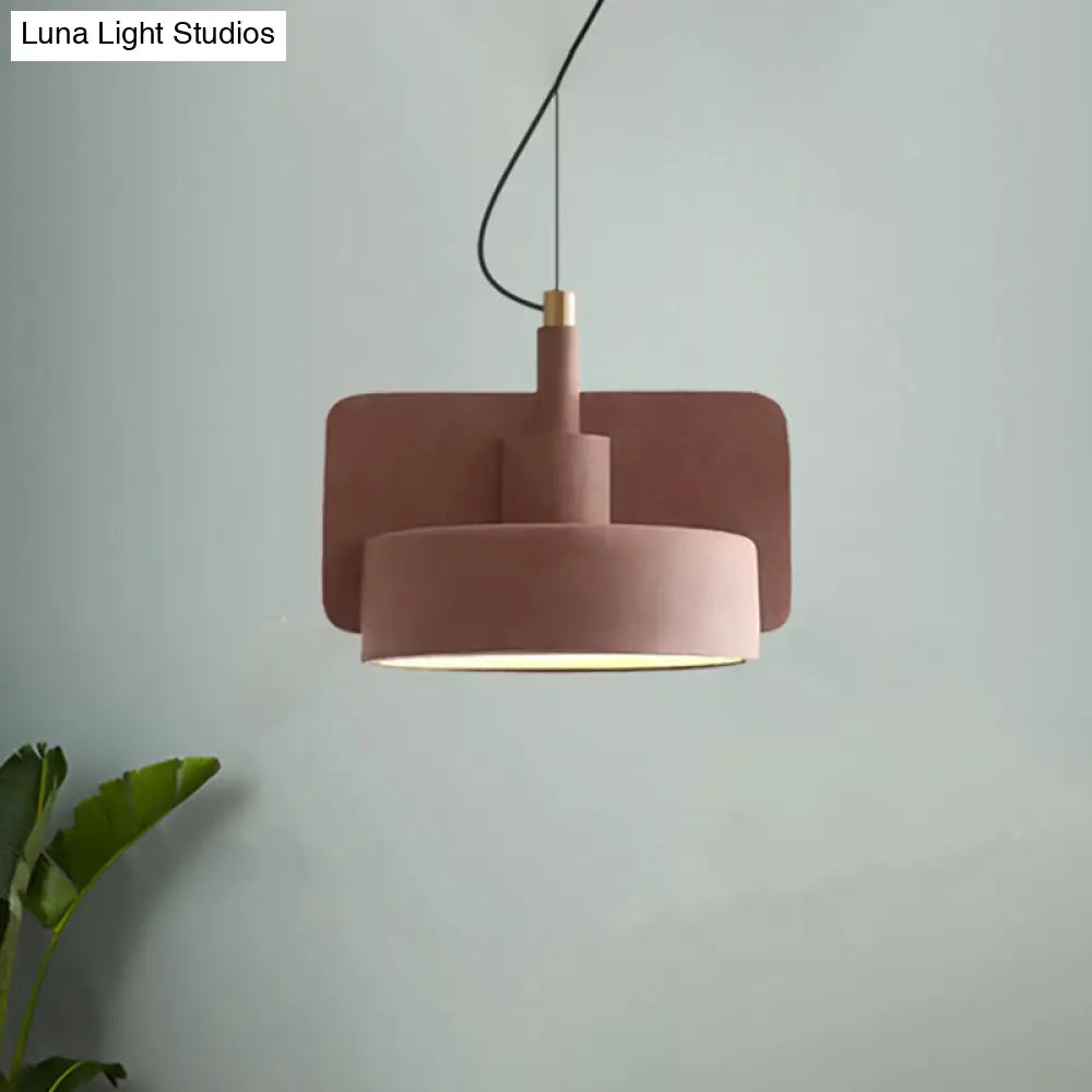 Geometric Cement Pendant Light - Industrial Style Grey/Beige/Pink 6/8/9W Pink / 9