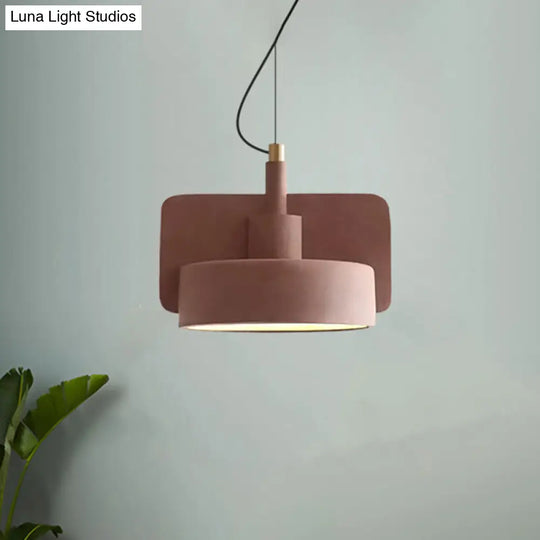 Geometric Cement Pendant Light - Industrial Style Grey/Beige/Pink 6/8/9W Pink / 9