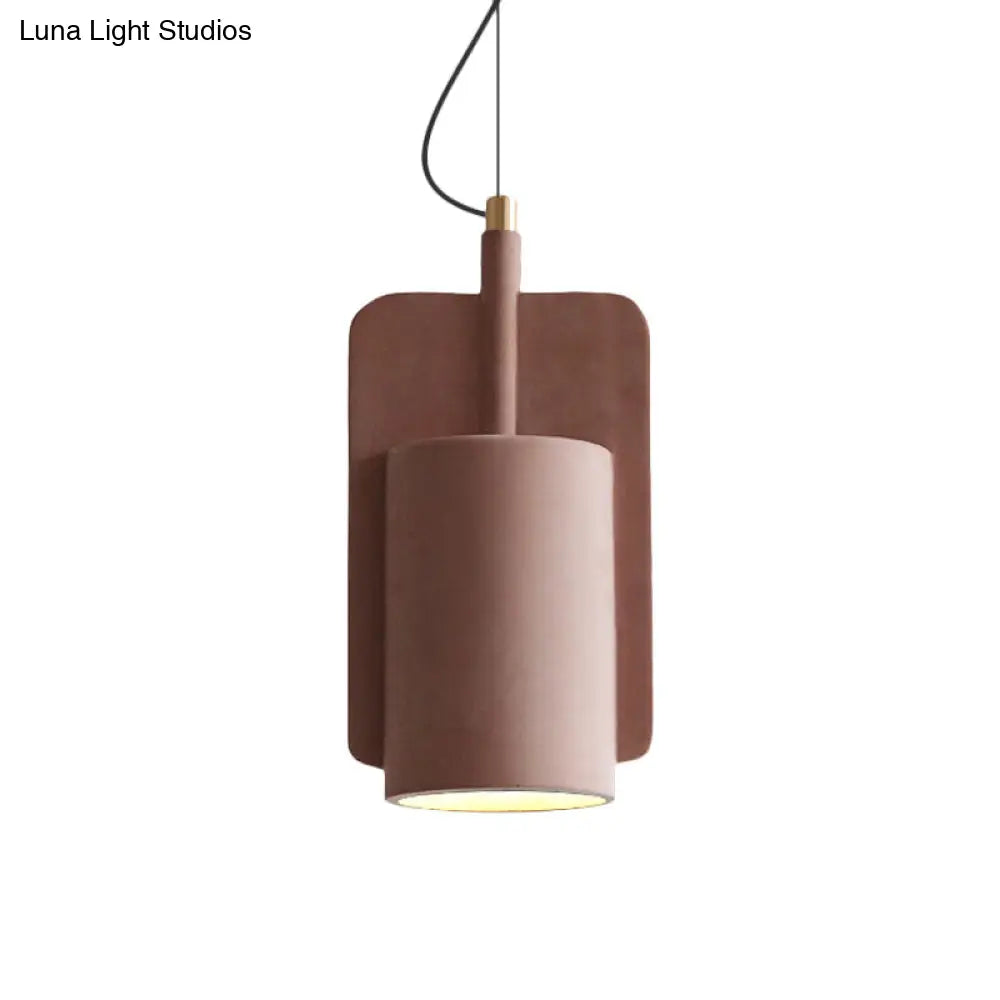 Geometric Cement Pendant Light - Industrial Style Grey/Beige/Pink 6/8/9W