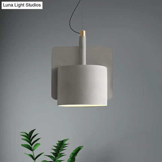 Geometric Cement Pendant Light - Industrial Style Grey/Beige/Pink 6/8/9W