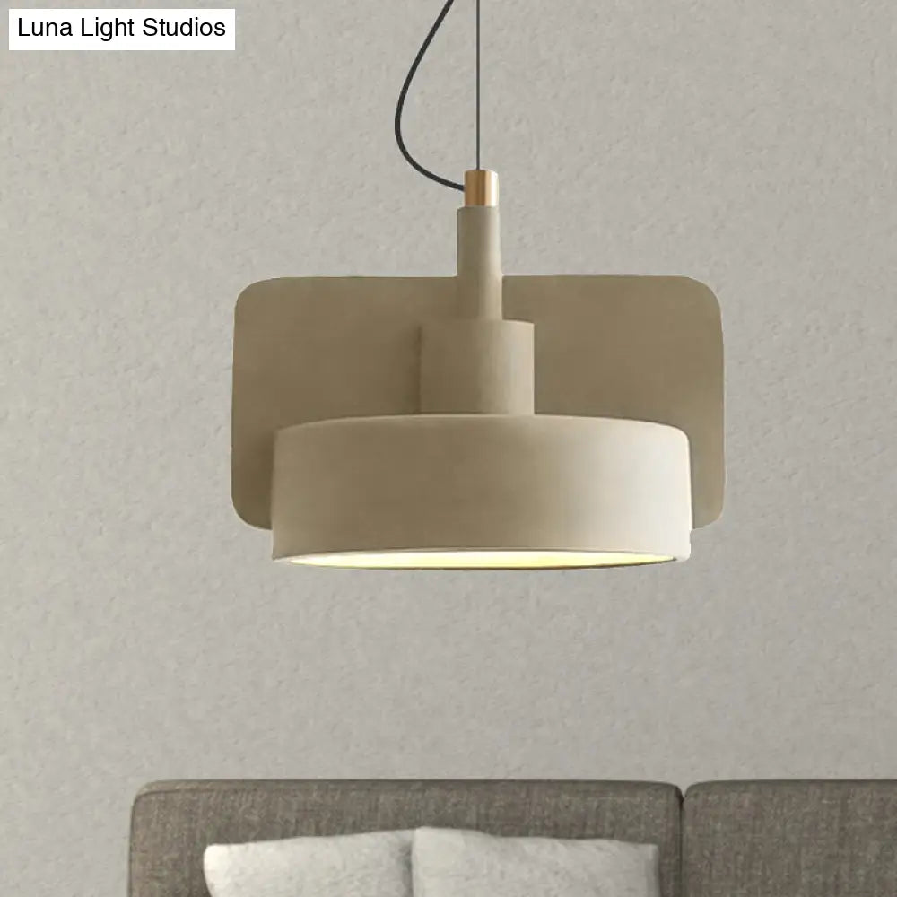 Geometric Cement Pendant Light - Industrial Style Grey/Beige/Pink 6/8/9W Beige / 9