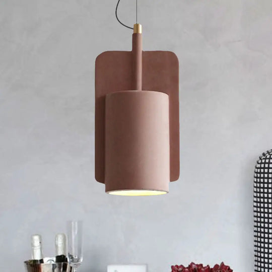 Geometric Industrial Cement Pendant Light - Grey/Beige/Pink 1-Light 6’/8’/9’W Pink / 6’