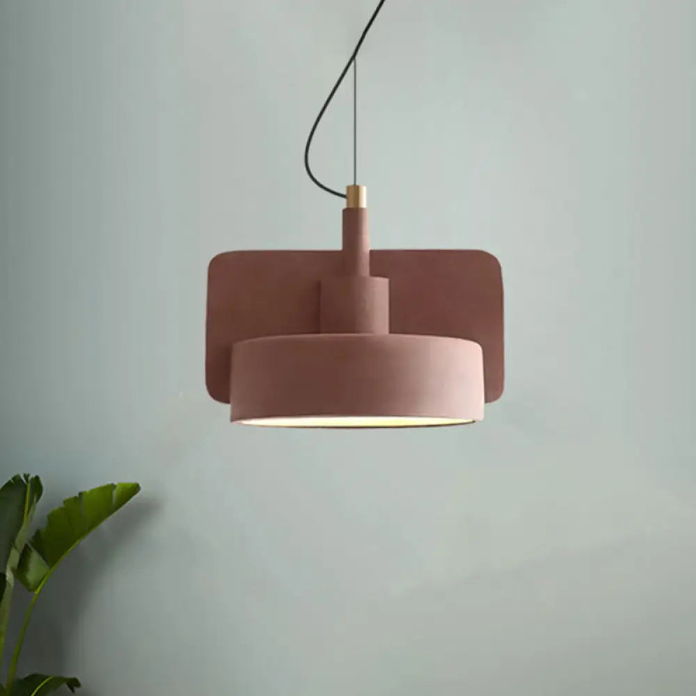 Geometric Industrial Cement Pendant Light - Grey/Beige/Pink 1-Light 6’/8’/9’W Pink / 9’