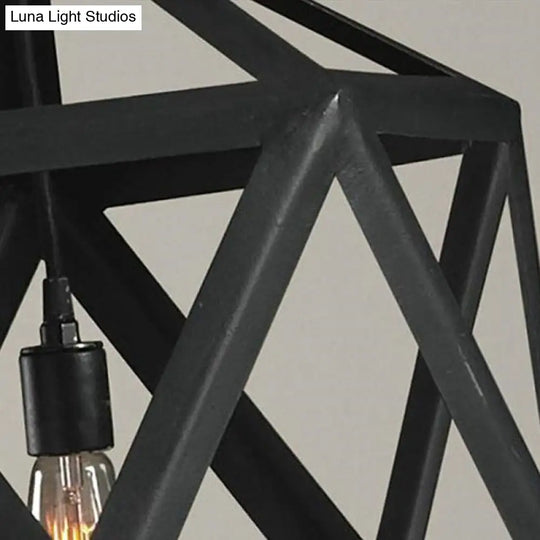 Geometric Industrial Hanging Lamp - 1-Bulb Metal Pendant Light (Black)