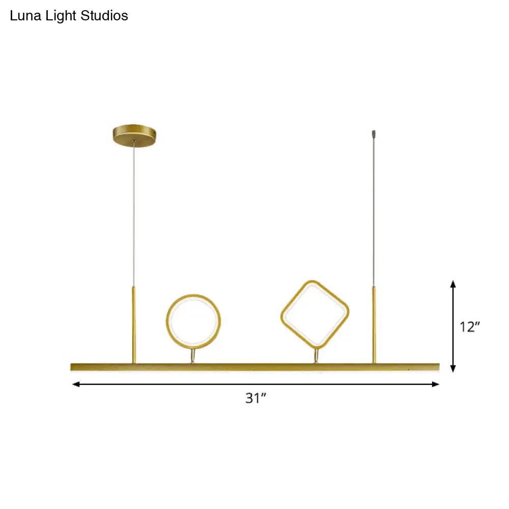 Geometric Island Pendant Led Ceiling Fixture In Gold With Warm/White Light - Minimalist Design