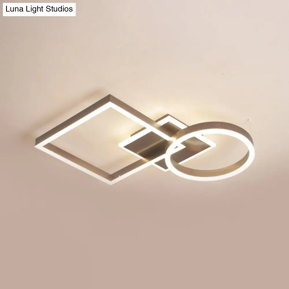 Geometric Led Ceiling Lamp In Golden/Coffee - Warm/White Light 20.5’/34’ L