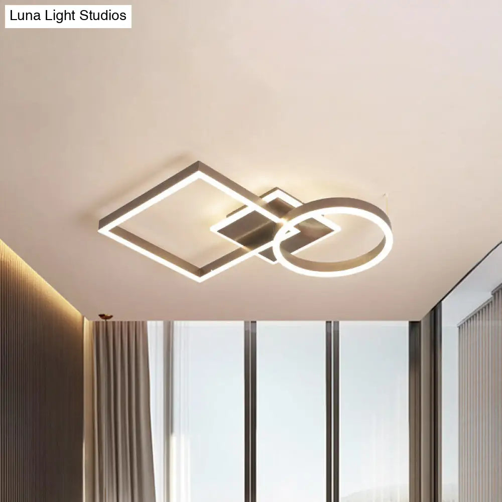Geometric Led Ceiling Lamp In Golden/Coffee - Warm/White Light 20.5/34 L Coffee / 20.5 White