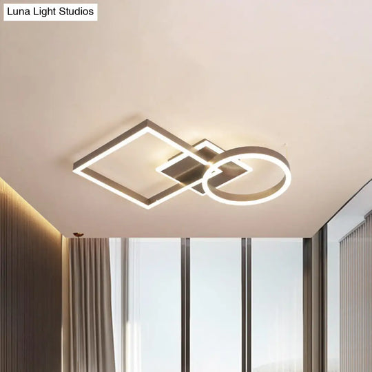 Geometric Led Ceiling Lamp In Golden/Coffee - Warm/White Light 20.5/34 L Coffee / 20.5 White