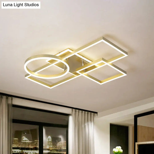 Geometric Led Ceiling Lamp In Golden/Coffee - Warm/White Light 20.5’/34’ L