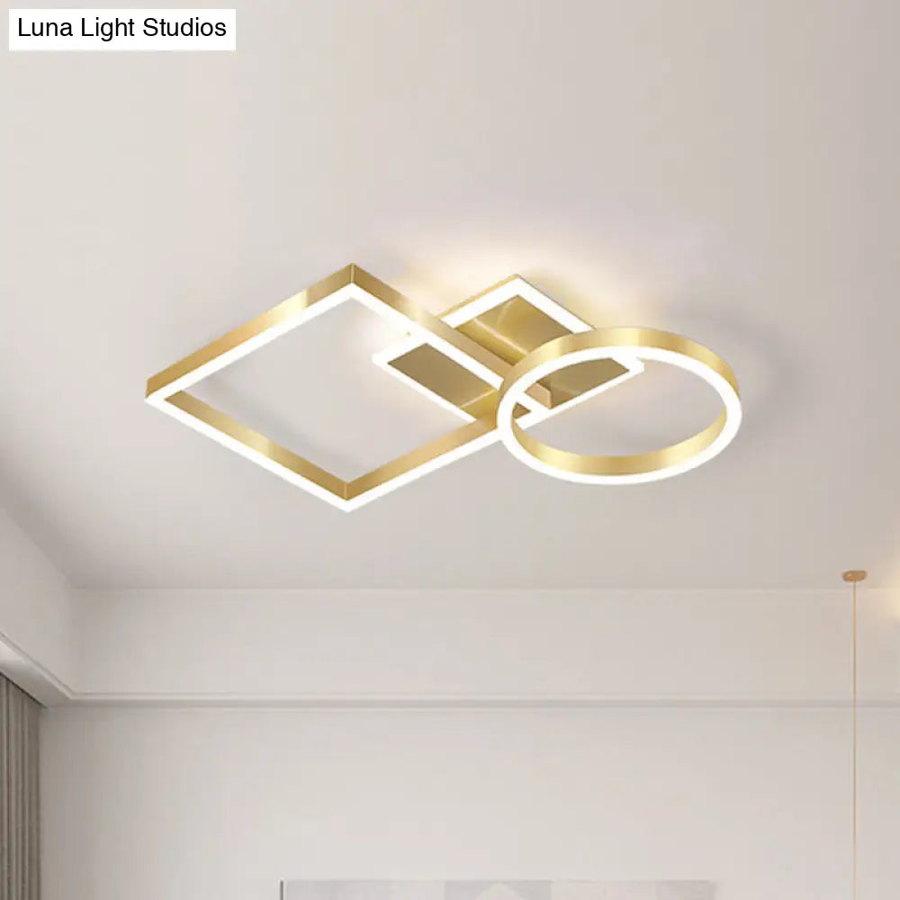 Geometric Led Ceiling Lamp In Golden/Coffee - Warm/White Light 20.5/34 L Gold / 20.5 Warm