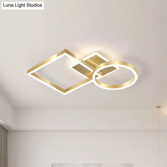 Geometric Led Ceiling Lamp In Golden/Coffee - Warm/White Light 20.5/34 L Gold / 20.5 Warm