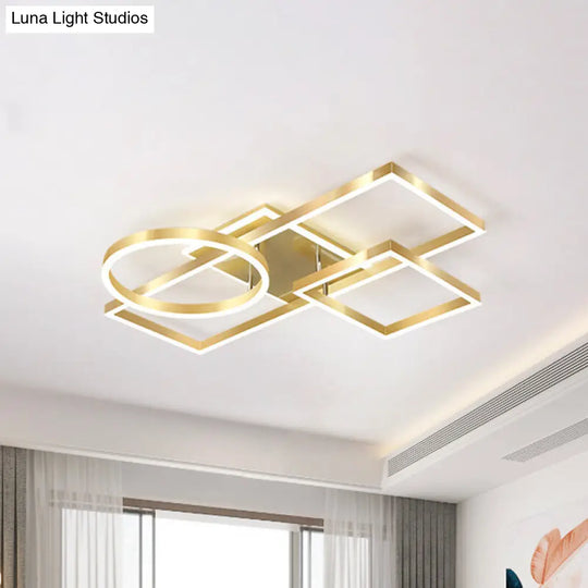 Geometric Led Ceiling Lamp In Golden/Coffee - Warm/White Light 20.5/34 L Gold / 34 Warm