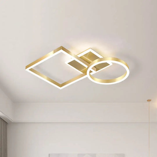 Geometric Led Ceiling Lamp In Golden/Coffee - Warm/White Light 20.5’/34’ L Gold / 20.5’ Warm