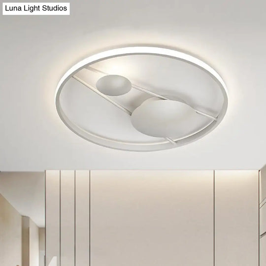 Geometric Led Ceiling Light Fixture Nordic Modern Flush Mount Lamp - 16/19.5 In Black/White