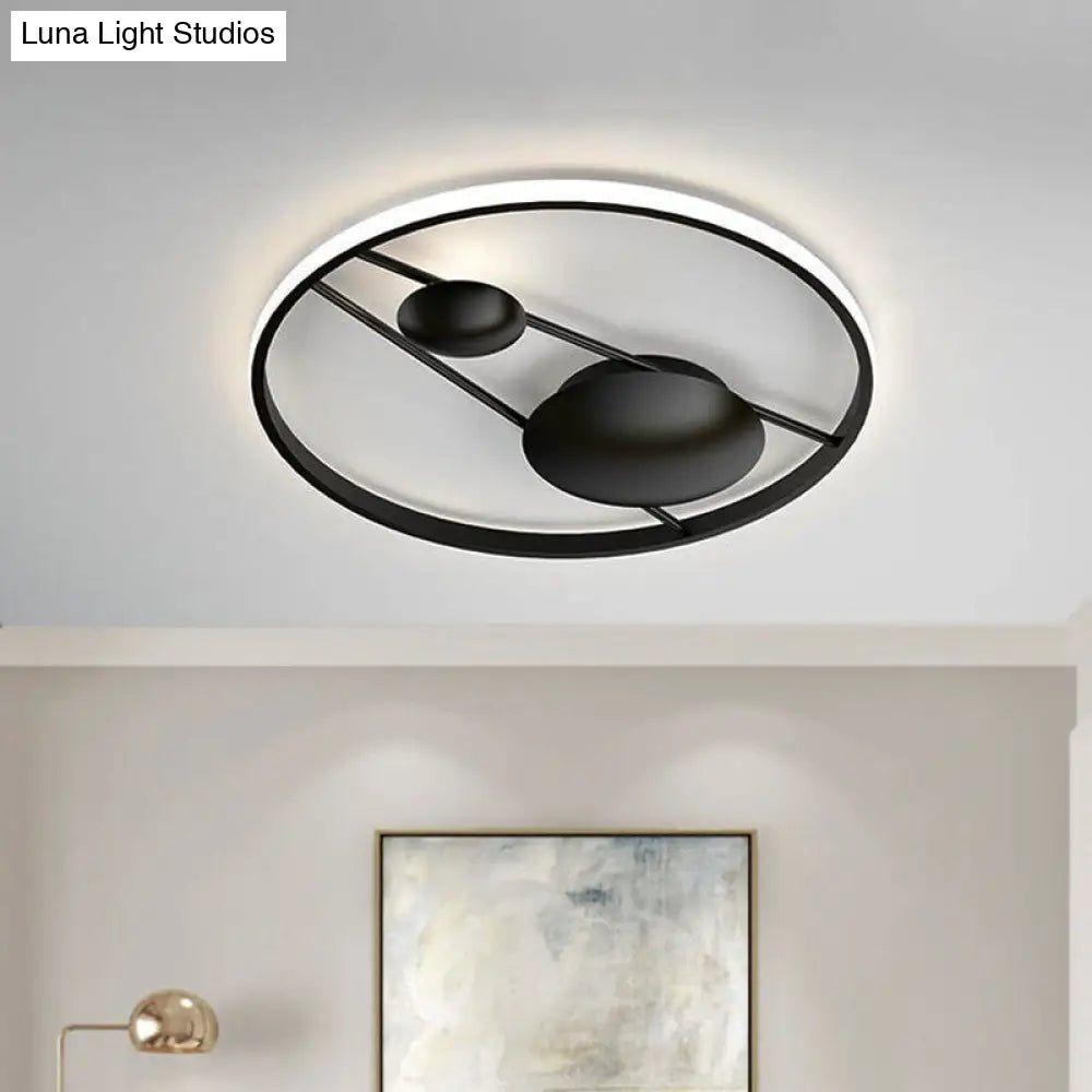 Geometric Led Ceiling Light Fixture Nordic Modern Flush Mount Lamp - 16/19.5 In Black/White Black /