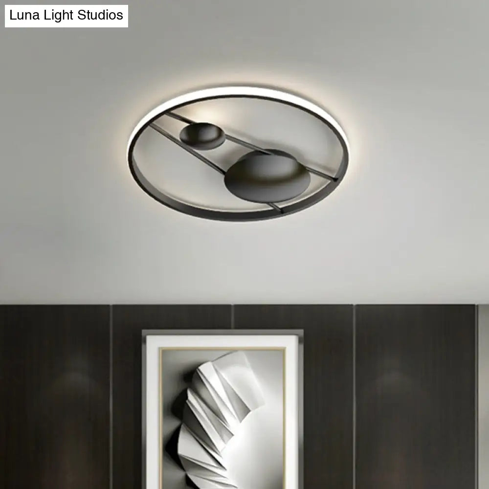Geometric Led Ceiling Light Fixture Nordic Modern Flush Mount Lamp - 16’/19.5’ In Black/White