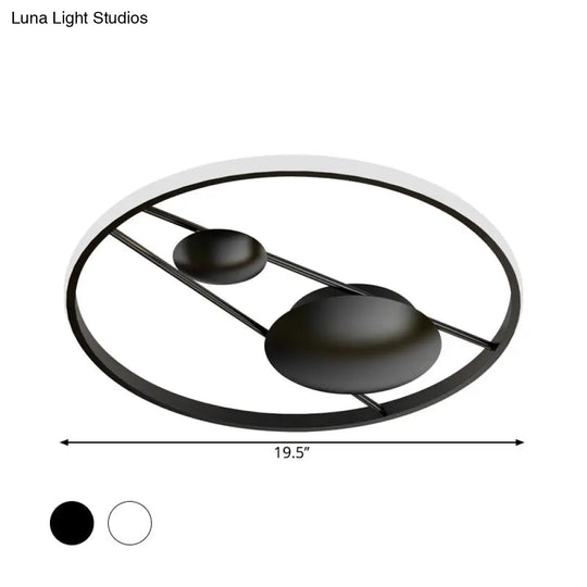 Geometric Led Ceiling Light Fixture Nordic Modern Flush Mount Lamp - 16/19.5 In Black/White