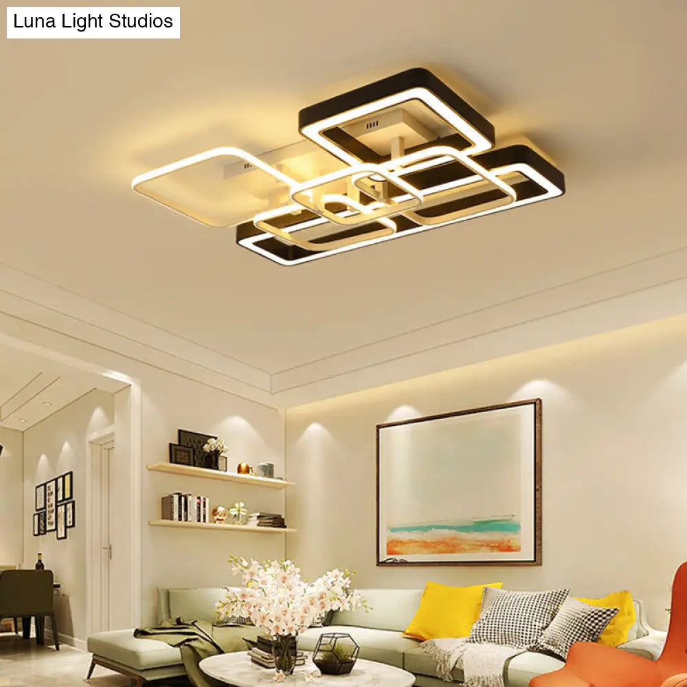 Geometric Led Ceiling Light In Black And White For Modern Living Spaces Black-White / A