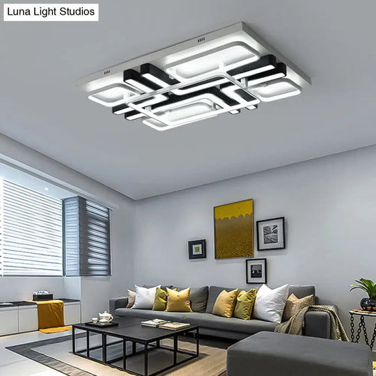 Geometric Led Ceiling Light In Black And White For Modern Living Spaces