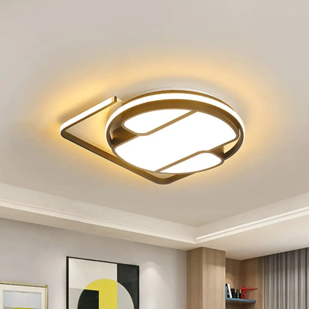 Geometric Led Ceiling Light In Modern Black And White Design - Sizes 16’/19.5’ 3 Color Options