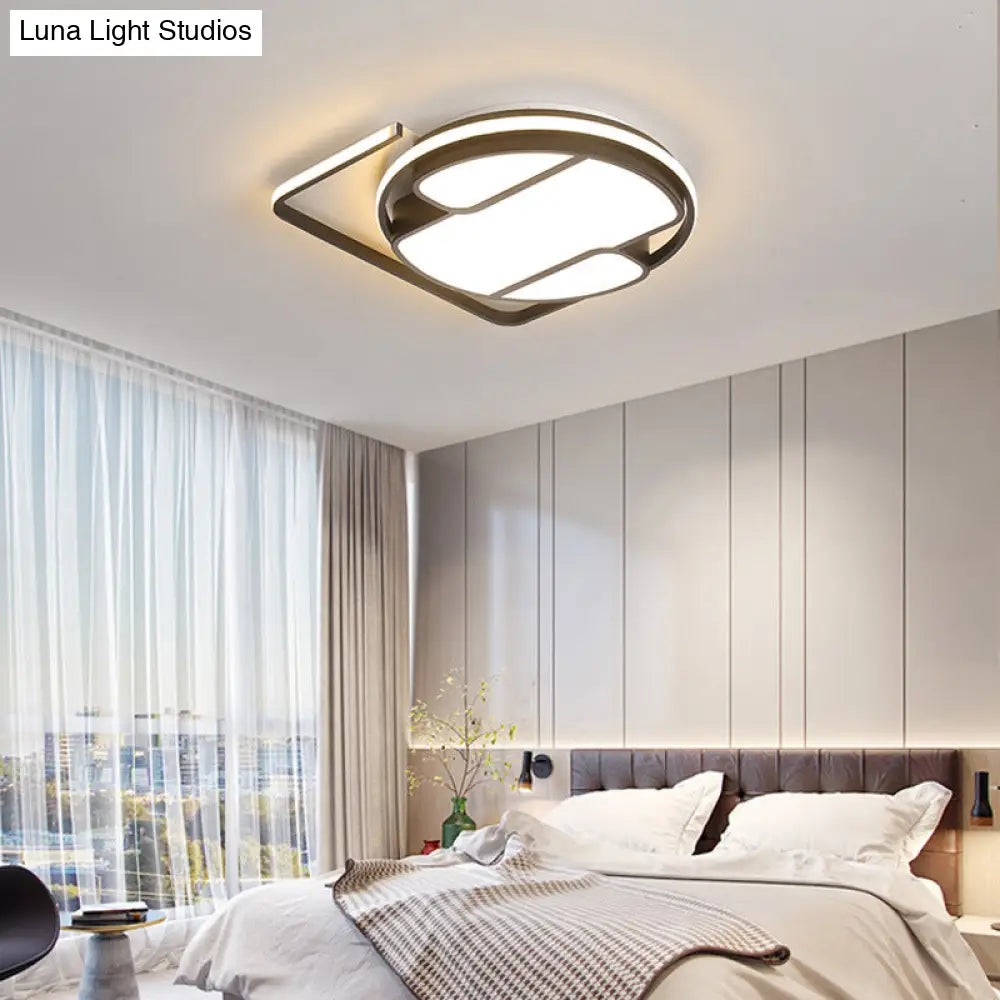 Geometric Led Ceiling Light In Modern Black And White Design - Sizes 16/19.5 3 Color Options For