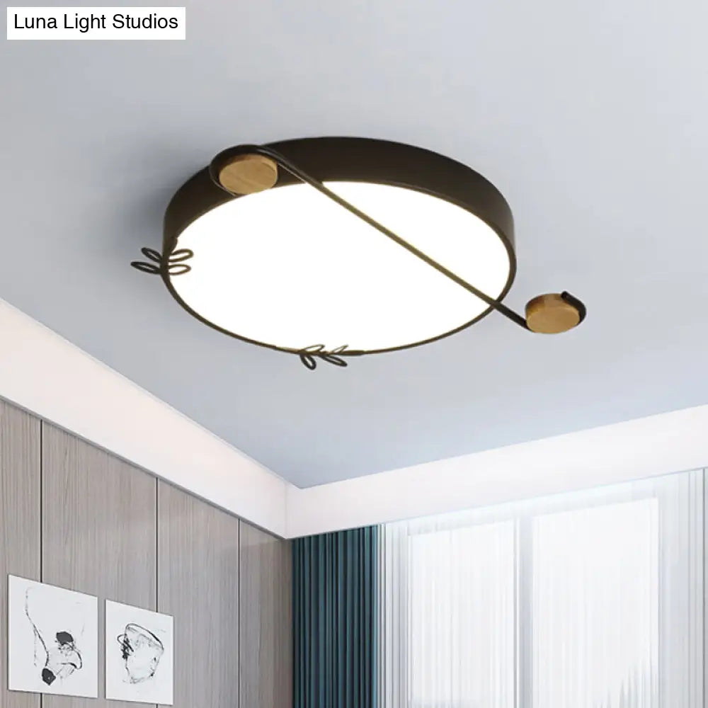 Geometric Led Ceiling Light In Nordic Style With Sprig Decor - Grey/White/Black - Wood For Living