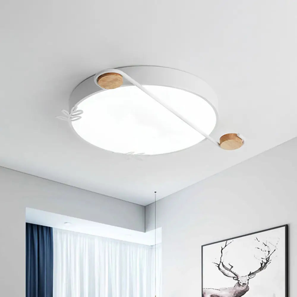 Geometric Led Ceiling Light In Nordic Style With Sprig Decor - Grey/White/Black - Wood For Living