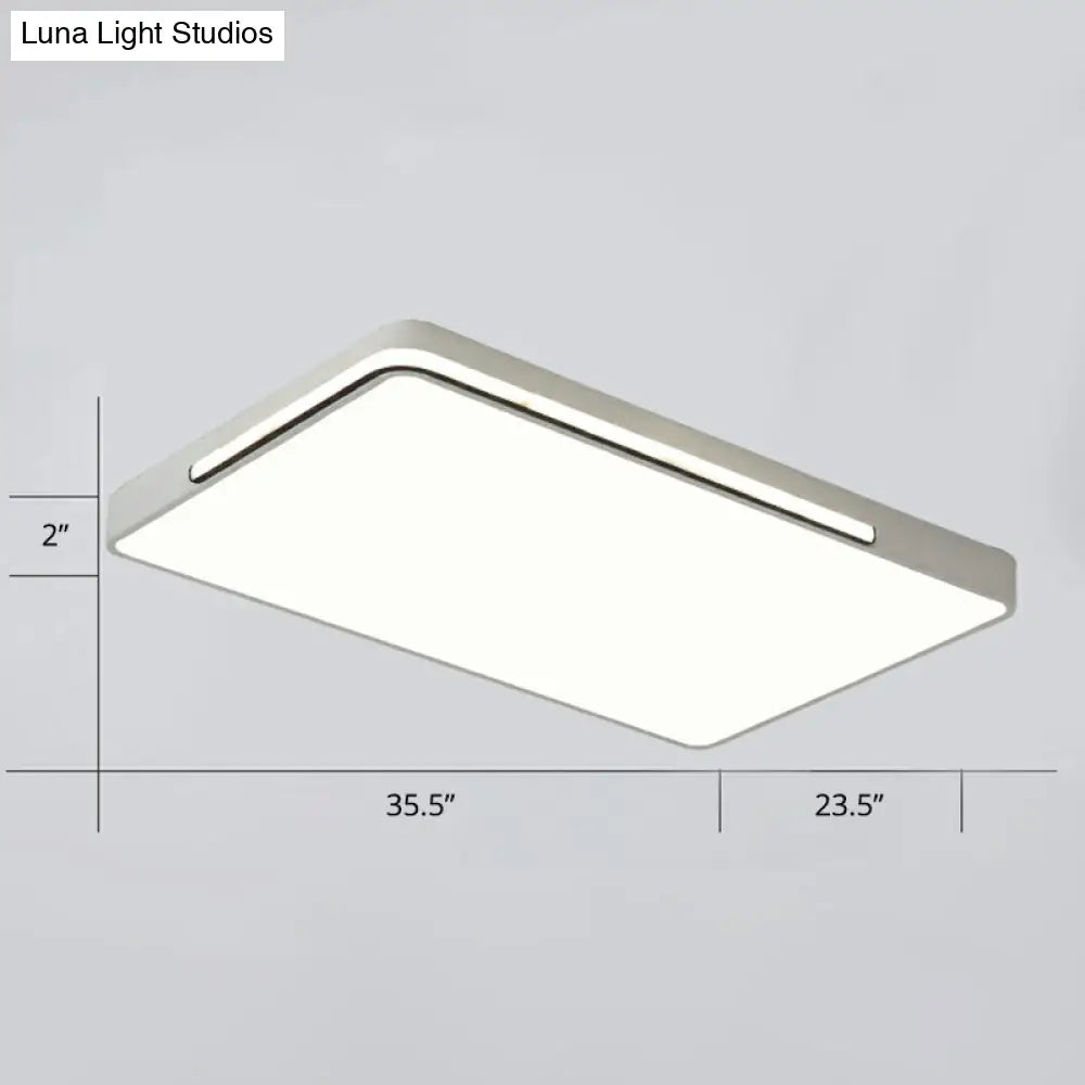 Geometric Led Ceiling Light In White - Nordic Metal Flush Fixture For Living Room