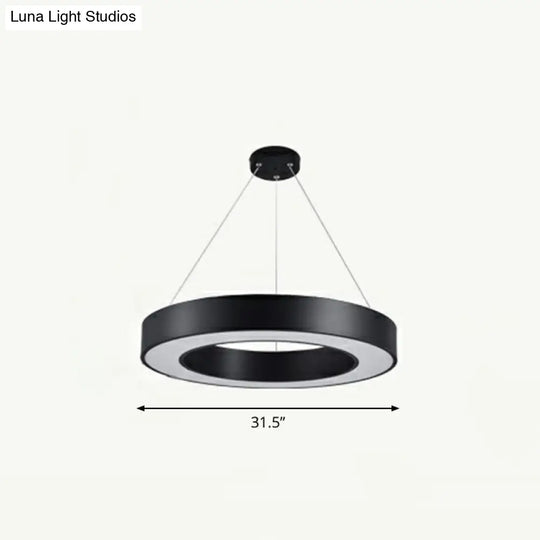 Geometric Led Ceiling Light: Modern Acrylic Office Chandelier In Black