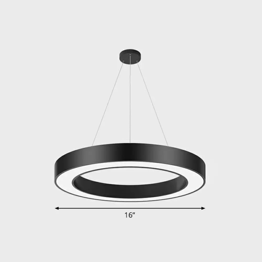 Geometric Led Ceiling Light: Modern Acrylic Office Chandelier - Black / 16’’ Round