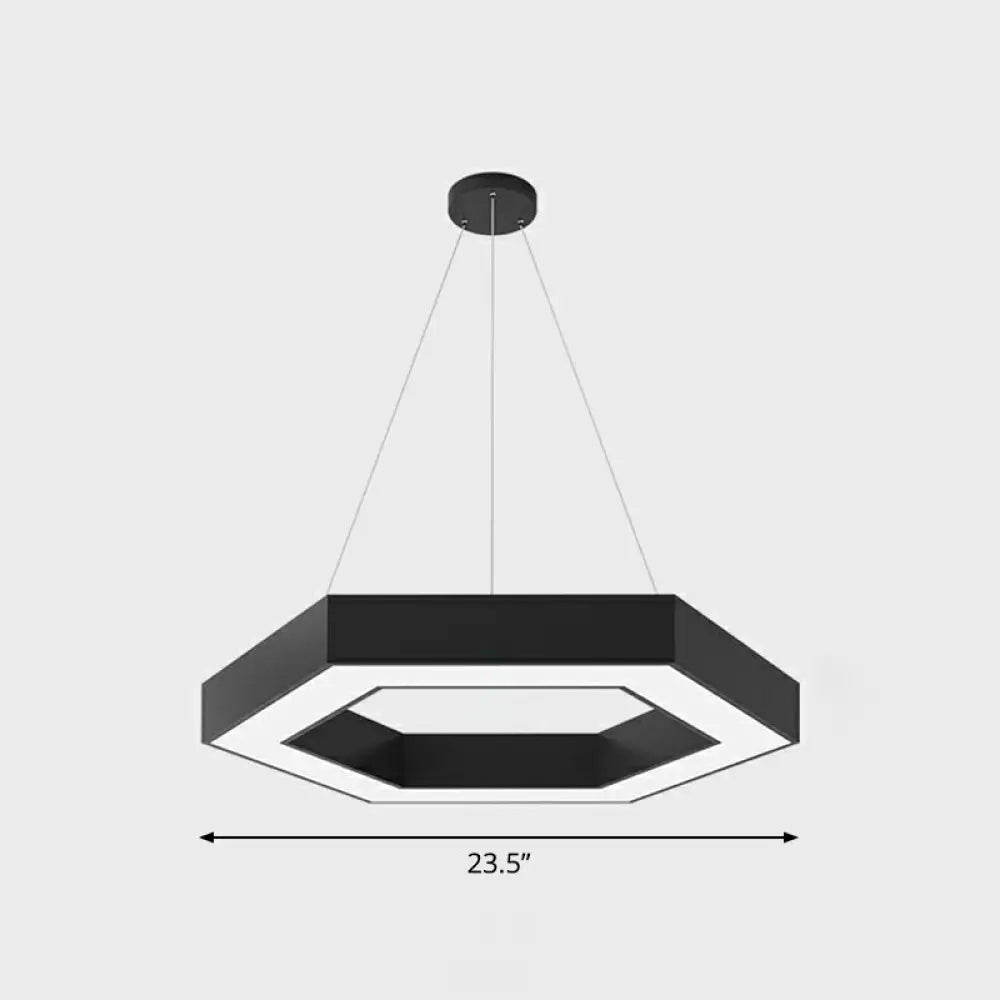 Geometric Led Ceiling Light: Modern Acrylic Office Chandelier - Black / 23.5’’ Hexagon