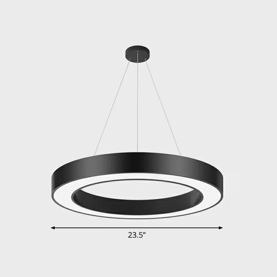 Geometric Led Ceiling Light: Modern Acrylic Office Chandelier - Black / 23.5’’ Round